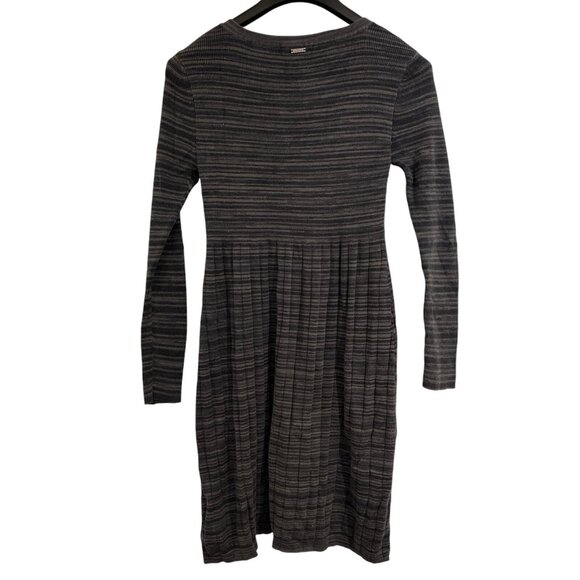 Prana Dress Women M Grey Contrast Striped Ribbed Sweater Knit Active Athleisure - Picture 2 of 7